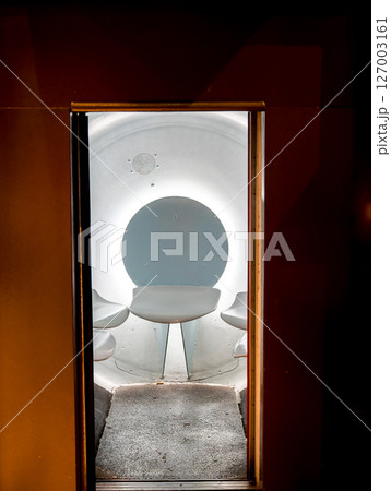 Small elevator tram inside the Gateway Arch National Park in St. Louis, Missouri that travels to the top Small elevator tram inside the Gateway Arch National Park in St. Louis, Missouri that travels to the top 127003161