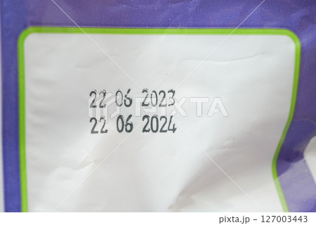 Expiration dates printed on packaging in 2023 and 2024 127003443