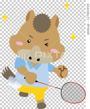 Horse character playing badminton (2026, Year of the Horse) 127003459