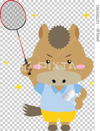 Horse character playing badminton (2026, Year of the Horse) 127003461