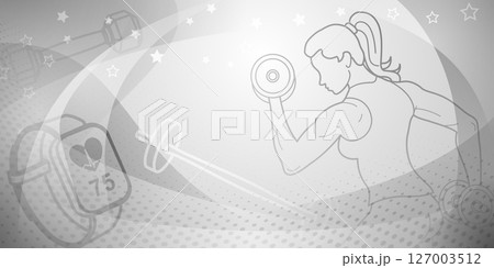 Fitness themed background in gray. 127003512