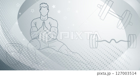 Fitness themed background in gray. 127003514