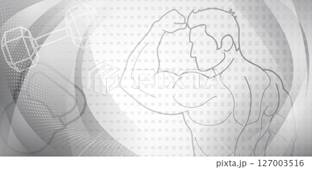 Fitness themed background in gray. 127003516