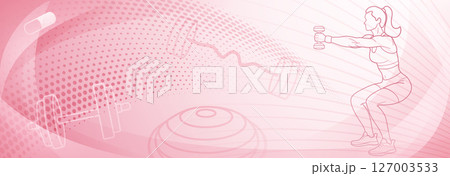 Fitness themed background in pink. 127003533