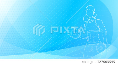 Fitness themed background in blue. 127003545