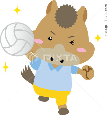 午年のバレーボール馬キャラ|お正月にもぴったりの元気なスポーツイラスト 午年のバレーボール馬キャラ|お正月にもぴったりの元気なスポーツイラスト 127003626