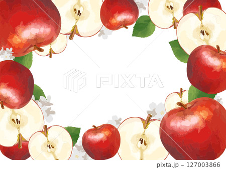 水彩風で可愛い　りんごの枠 127003866