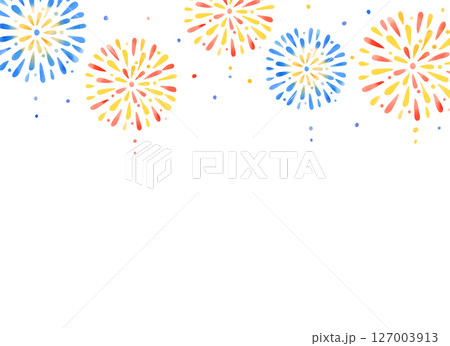 カラフルな水彩風花火フレーム 127003913