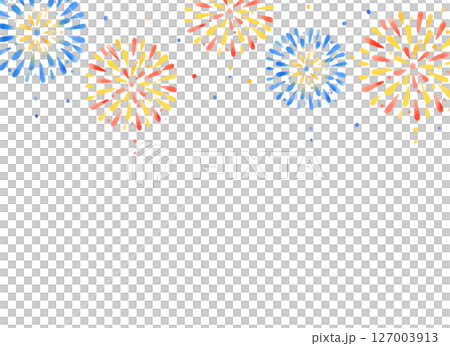 カラフルな水彩風花火フレーム 127003913
