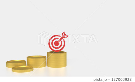 The Gold coins and red target for Business concept 3d Rendering. 127003928