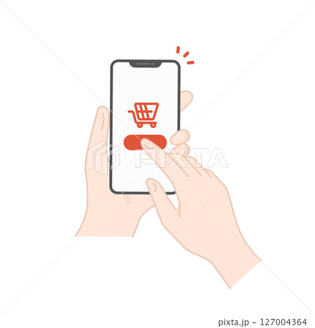 スマホで買い物するベクターアイコン素材 (フラットデザイン) 127004364