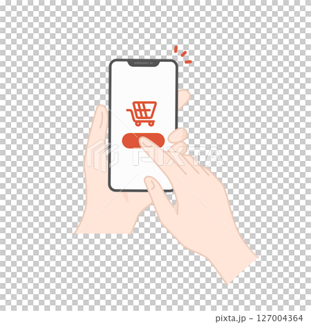 スマホで買い物するベクターアイコン素材 (フラットデザイン) 127004364
