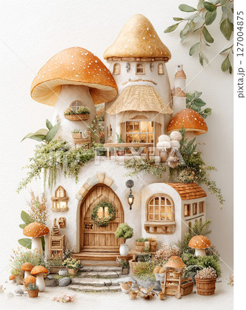 きのこの家が並ぶメルヘンな森の暮らし 127004875