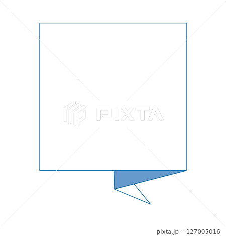 吹き出しフレーム枠イラスト背景　シンプルな青色ブルー　付箋紙風シャープ　ベクターpng 127005016