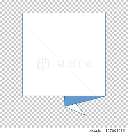 吹き出しフレーム枠イラスト背景　シンプルな青色ブルー　付箋紙風シャープ　ベクターpng 127005016
