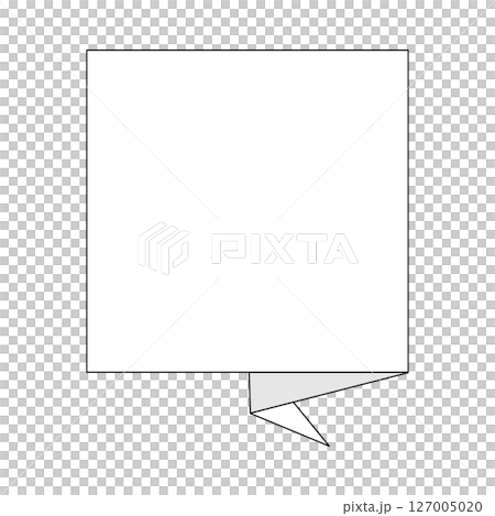 シンプルな折り紙付箋風吹き出しフレーム枠イラスト素材　白黒色モノクロ　四角形　png　ベクター 127005020