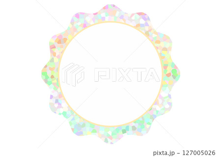 かわいい宝石模様キラキラ円形フレーム枠イラスト素材　カラフルpop 　ベクターpng 127005026