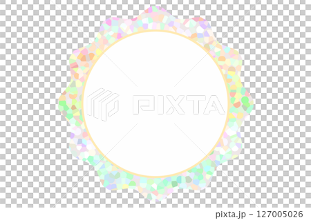 かわいい宝石模様キラキラ円形フレーム枠イラスト素材　カラフルpop 　ベクターpng 127005026