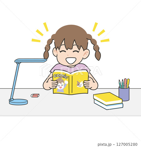 勉強をさぼって漫画を読む女の子 127005280