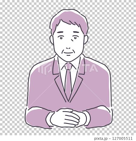 手を組むスーツ姿の中年男性 手を組むスーツ姿の中年男性 127005511