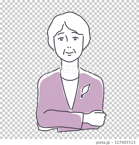 穿著西裝的中年婦女抱著胳膊 穿著西裝的中年婦女抱著胳膊 127005513