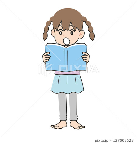 教科書を音読する女の子 127005525