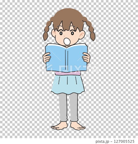 教科書を音読する女の子 127005525