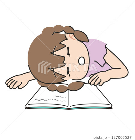 勉強しながら居眠りする女の子 127005527