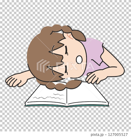 勉強しながら居眠りする女の子 127005527
