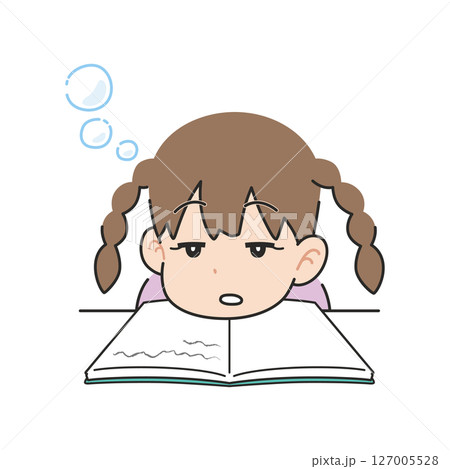 勉強しながら眠くなった女の子 127005528