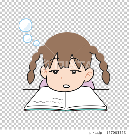 勉強しながら眠くなった女の子 127005528