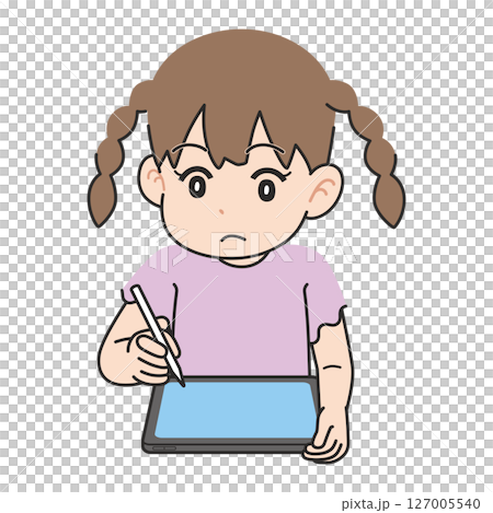學習使用平板電腦終端的女孩 127005540
