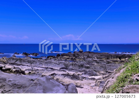 三浦半島　荒崎リアス式海岸の風景 長時間露光撮影 127005673