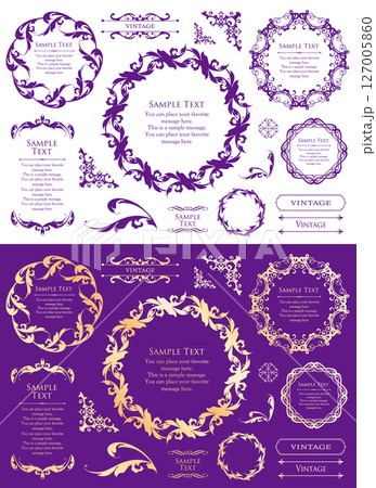 アンティークフレームデザインコレクション：ヴィンテージ風装飾セット 127005860