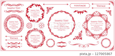 アンティークフレームデザインコレクション:ヴィンテージ風装飾セット アンティークフレームデザインコレクション:ヴィンテージ風装飾セット 127005867