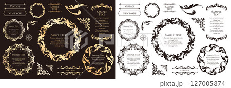 アンティークフレームデザインコレクション：ヴィンテージ風装飾セット 127005874