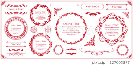 アンティークフレームデザインコレクション：ヴィンテージ風装飾セット 127005877