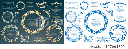アンティークフレームデザインコレクション：ヴィンテージ風装飾セット 127005893