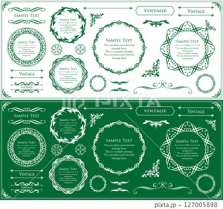 アンティークフレームデザインコレクション：ヴィンテージ風装飾セット 127005898