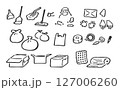 掃除道具と梱包材のセット　線画 127006260