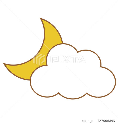 シンプルな雲と月のイラストアイコン 127006893