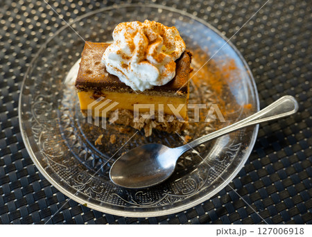 Grandma's chocolate cake with whipped cream Grandma's chocolate cake with whipped cream 127006918