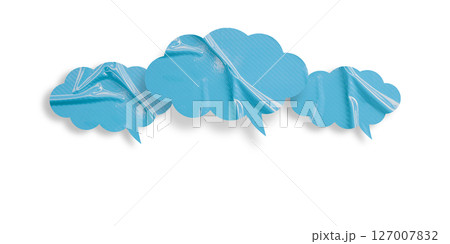 Light blue speech bubble crumpled paper isolated on transparent background Light blue speech bubble crumpled paper isolated on transparent background 127007832