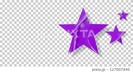 Crumpled purple star pattern stickers, separated on a transparent background. 127007840