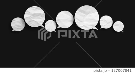 White crumpled speech bubbles isolated on black background. White crumpled speech bubbles isolated on black background. 127007841