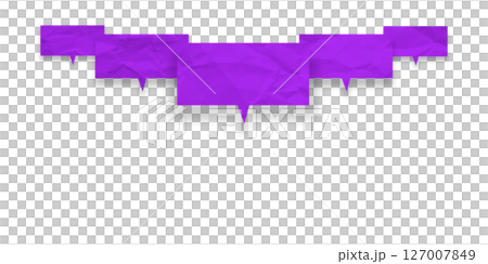 Purple speech bubble crumpled paper isolated on transparent background 127007849