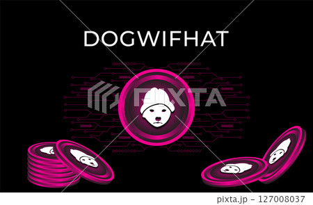dogwifhat token coin exchange illustration background 127008037