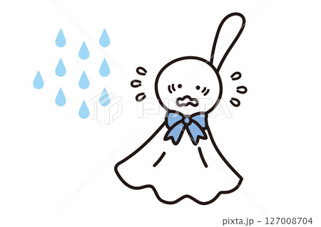 手描きのシンプルなてるてる坊主と雨粒 127008704