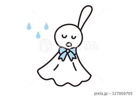 手描きのシンプルなてるてる坊主と雨粒 127008705