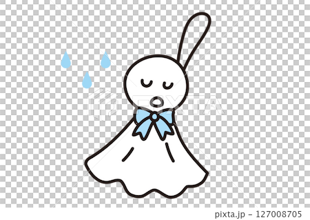 手描きのシンプルなてるてる坊主と雨粒 127008705